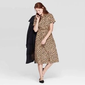 Leopard print shirt dress